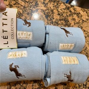 LÉTTIA Blue Horse Embroidered leg Wraps NEW
